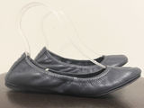 Tory Burch Eddie Navy Blue Leather Ballet Flats 6 M Folding Elastic Rim *No box* Photo 0