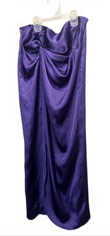 ZARA Purple Satin Strapless Twist Midi Dress Sz. Small GUC Asymmetric Tube Dress Photo 0
