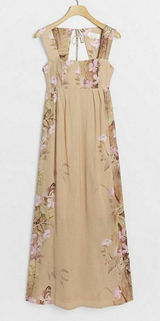 Anthropologie Aurelie Maxi Dress Brown‎ Lightweight Butterfly US 2 Boho Fall Photo 0