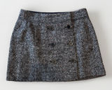 Loft Wool Blend Y2K Button Front Tweed Harringbone Dark Academia Mini Skirt 8 Photo 0