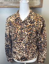LuLaRoe Women's Leopard Print Kenny Denim Jacket Size Medium Photo 0