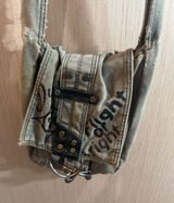 Women’s Diesel Canvas Distressed Crossbody Bag in Olive Green Photo 0