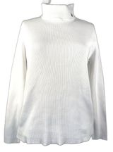 Lauren Ralph Lauren Women’s XL White Ribbed Turtleneck Sweater Logo Stretch Photo 0