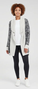 Mudd Gray & Cream Open-Front Knit Cardigan Photo 0