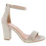 TOP MODA Hannah Ankle Strap High Heel Block champagne gold sparkly women’s 6 EUC Photo 0