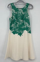 Moulinette Soeurs Anthropologie Green Lace Cream Fit & Flare Dress‎ Size 6 Photo 0