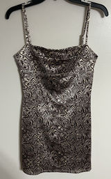 Urban‎ Outfitters UO Cole Swirl Sateen Mini Dress Size Medium Brown & Tan Photo 0