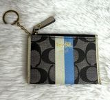 COACH Black Signature Double Strap Coin Purse Wallet Photo 0