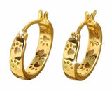 NWOT Gold Tone Paw‎ Print Hoop Earrings Cute Pet Lover Huggie Hoops Photo 0