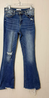 Vervet Flying Monkey High Rise Flare Jeans Womens 29 Distressed Raw Hem Stretch Blue Photo 0