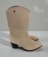 NEW TOP 3 Leather Mid Calf Cowboy‎ Boots Women's Size 8 Tan Western Photo 0