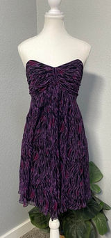 Y2k Express Purple Pink Black Zebra Strapless Mini Dress Animal Print Grunge Emo Photo 0