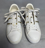 Valentino Garavani Rockstud Untitled White Leather Sneakers Gold Studs 39 Photo 0