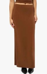 NWT WeWoreWhat Pullon Elastic Waist Jersey Lightweight Midi Skirt S Saddle Brown Photo 0