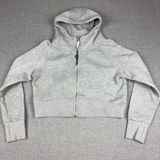 Lululemon Scuba Hoodie Womens Small Gray Full Zip Cropped Fleece Thumbholes Photo 0