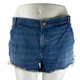 Abercrombie & Fitch The Mom Mid Rise Blue Distressed Denim Jean Shorts Size 24 Photo 0