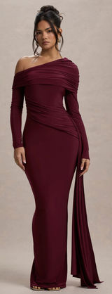 Club L London Maxi Dress Burgundy Red Photo 0
