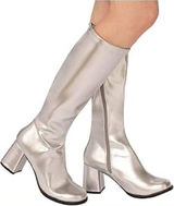 Rubies Women’s Costume Silver Patent GoGo Boots Silver Polyurethane size 10 Photo 0
