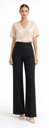 Urban Outfitters Womens Black High Waisted Wide Leg Trousers 6 Interview Outfit‎ Photo 0