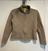 LL Bean Lambswool Angora Blend Oatmeal Sz:M Full Zip Cardigan Sweater Mock Neck. Photo 0