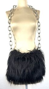 Widow Dolls Kill Black Shaggy Faux Fur Chain Shoulder Crossbody Bag Goth Y2K Emo Photo 0
