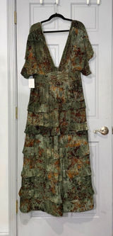 Petal & Pup Wendi Ruffle Olive Green Floral Ruffle Maxi Dress Photo 0