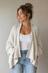 American Rag Cream Open Knit Oversized Cardigan Sweater Women’s M/L Cozy Boho Photo 0