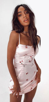 Princess Polly Pink Floral Silk Satin Sleeveless Mini Cami Camisole Slip Dress 2 Photo 0