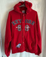 Vtg 90s Disney Eeyore Blue Mood #68 Hoodie‎ Womens L Red Snap Retro Streetwear Photo 0