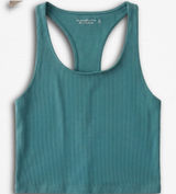 Abercrombie & Fitch Soft A&F Ribbed Racerback Crop‎ Tank Top Teal Blue Medium Photo 0
