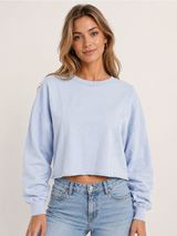 Offline By Aerie Light Blue Cropped Sweatshirt M Oversized Raw Hem Pullover Photo 0