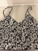 American Eagle Outfitters Black & White Floral Smocked Cami Photo 0