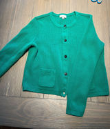 LOFT Kelly Green Button Up Sweater L Photo 0