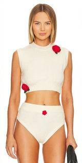 For Love & Lemons Ellie Top Rose Appliqué Sleeveless Vest Size XS x Free People‎ Photo 0