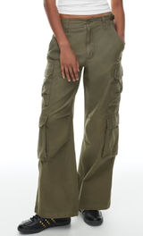 Aritzia TNA Highland Cargo Pant Oversized Cotton Cargo wide Leg Army Green‎ Photo 0