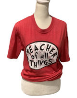 Port and Company Red 'Teacher of All Things' Short Sleeve Tee Size S Photo 0