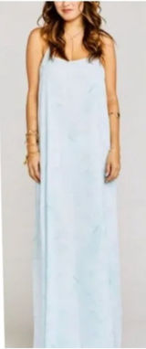 Show Me Your Mumu T-Rex‎ Halter Maxi Dress Blue Watercolor Floral Size Small Photo 0