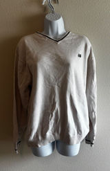 Chaps V-Neck Sweater Small Cream Preppy Collegiate Cotton Knit Logo Photo 0