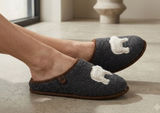 Eddie Bauer Women's Sherpa Lined Clog Slippers Dark Heather Grey Bear Motif 7-8 Photo 0