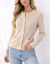 100% Cashmere AQUA Cream Button Front Cardigan Sweater M | Classic Luxe Knit Photo 0