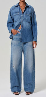 NEW Citizens of Humanity Ayla Baggy Jeans Solano Wash Distressed Womens Size 24 Photo 0