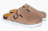 Boston Womens 7.5 Mules Clogs Suede Taupe Platform Buckle Shoes‎ Size 38 Photo 0