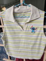 Disney Lilo and Stitch Striped Polo Sleeveless t-shirt Cropped Photo 0