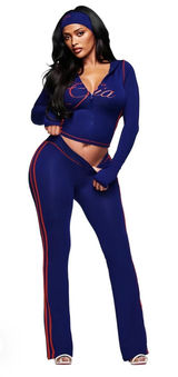 I.AM.GIA Navy Blue Track Pants with Red Stripes Photo 0