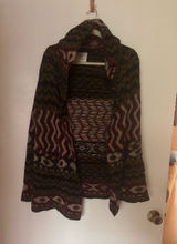 Abercrombie & Fitch Patterned, hooded,Open-Front Cardigan in Burgundy&colors Photo 0