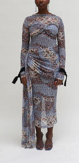 OMOL Swelle Mesh Floral Column Midi‎ Dress NWT XS *with flaw* Photo 0