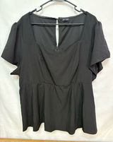Torrid Black Stretch Crepe Sweetheart‑Neck Peplum Blouse Size 3 Photo 0