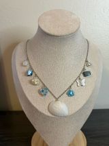 Handmade Silver Blue/Pearl Beachy Charm Necklace Photo 0