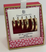 House of‎ Harlow 1960 Set of 3 Gold Tone Hoop Earrings Lead Safe Nickel Free Photo 0