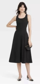 A New Day Women’s Black Corset Midi A-Line Dress Size 12 NWT Photo 0